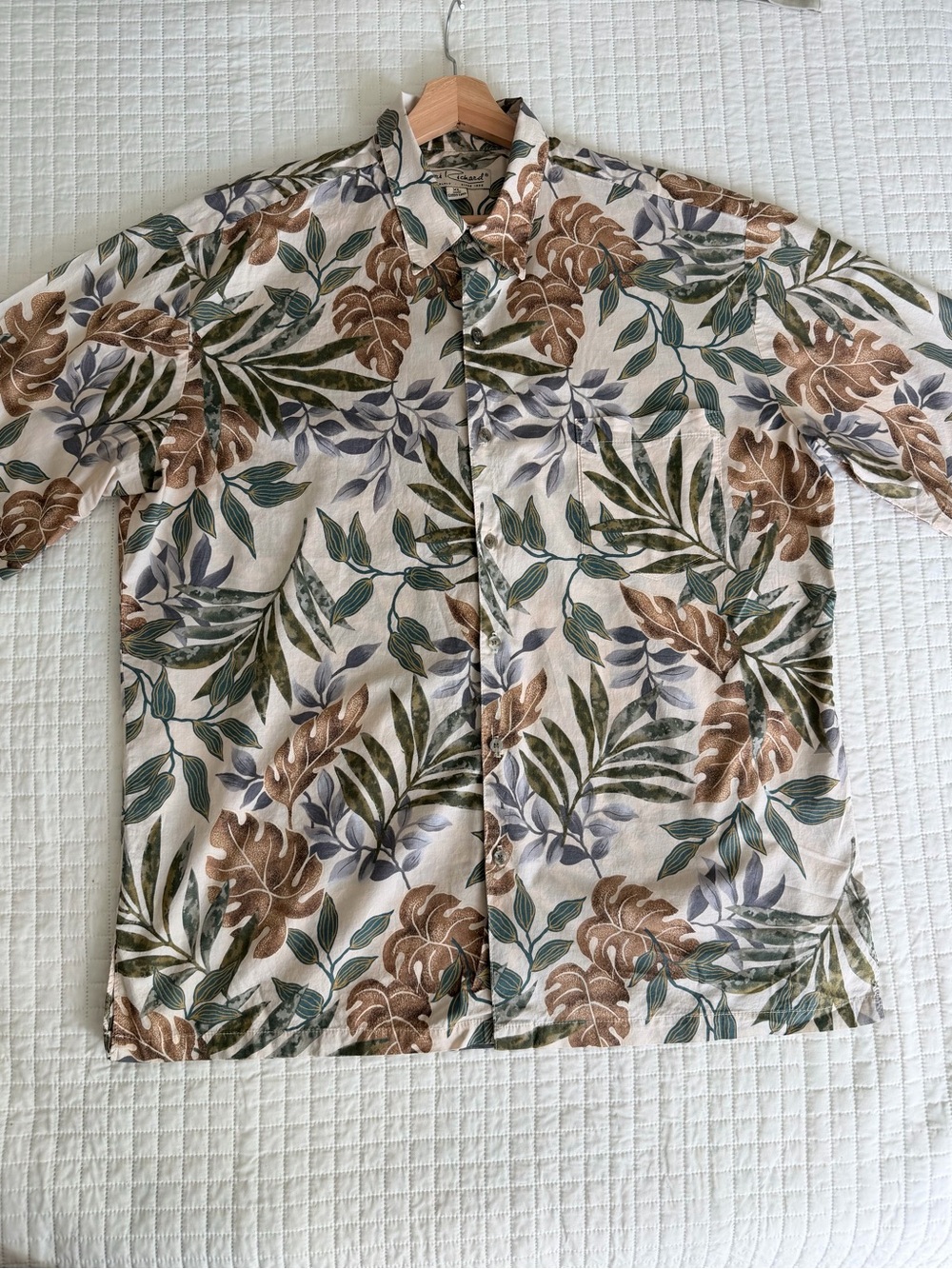 Tori Richard Tropical Leaf Print Shirt XL size